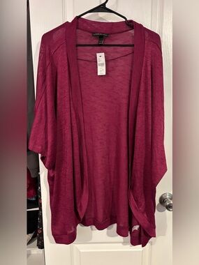 Lane Bryant Berry Open-Front Knit Cardigan